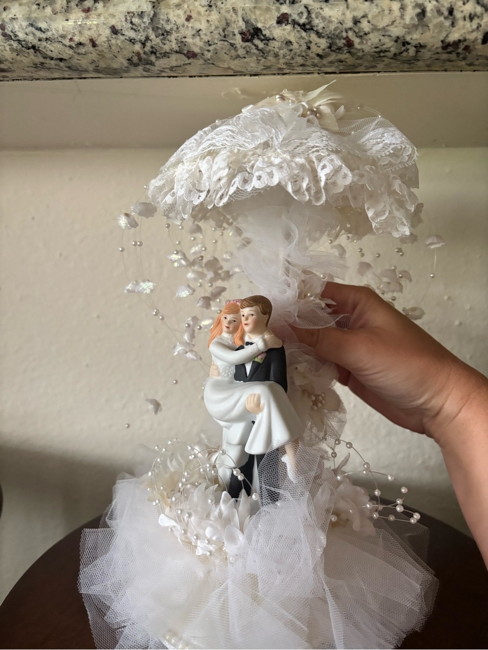 Classic White Bride and Groom Cake Topper - Wedding Figurine - Picture 3 of 6